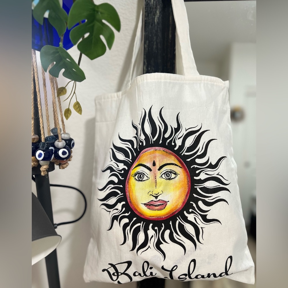 Bali Souvenir Tote Bag with Zippers